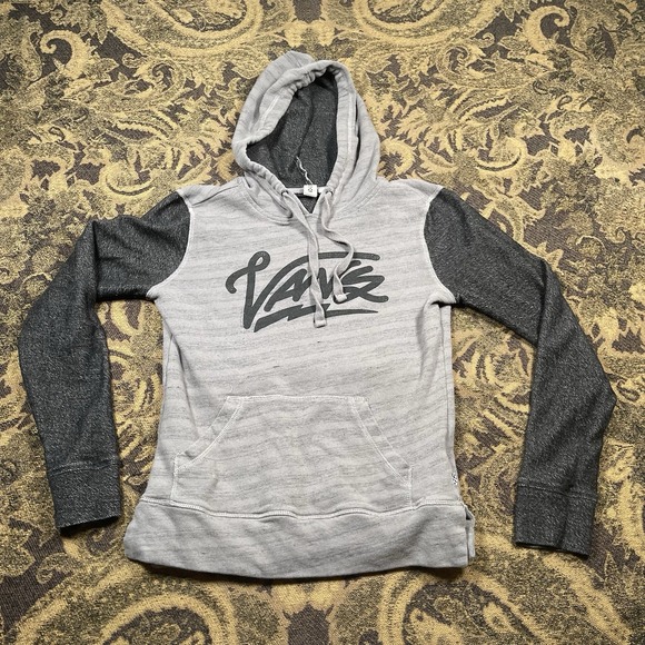 VANS Woman's Gray Color Block Pullover Lightweight Sweater Hoodie Size Medium - Picture 1 of 8